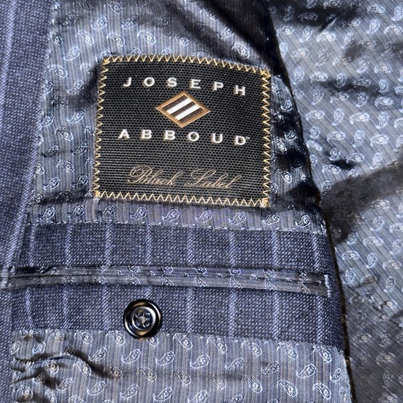Joseph Abboud Black Label Vitale Wool Double Breasted Suit Men's 46 Blue Striped - Picture 6 of 16